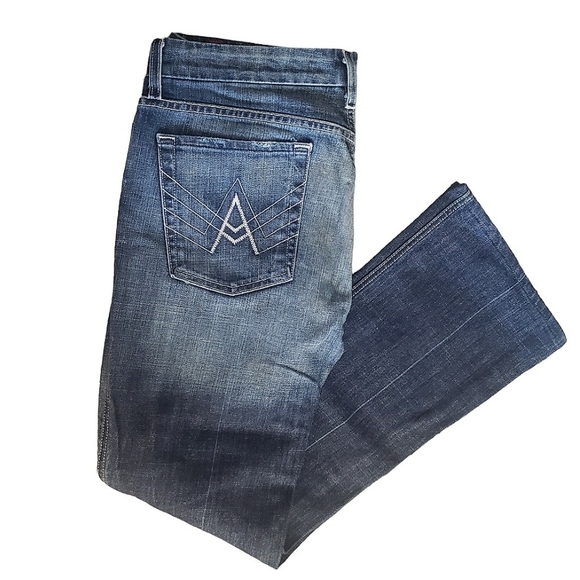 7 For All Mankind Denim - 7 For All Mankind Jeans A Pocket Flare Frayed Embroidered Denim Womens Sz 31